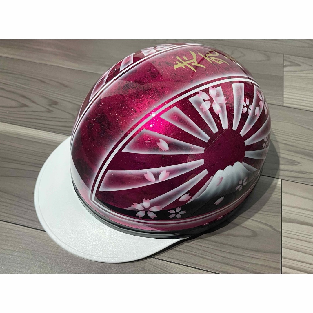 ラメ 桜吹雪 富士日章 コルク半 ヘルメット の通販 by paint｜ラクマ