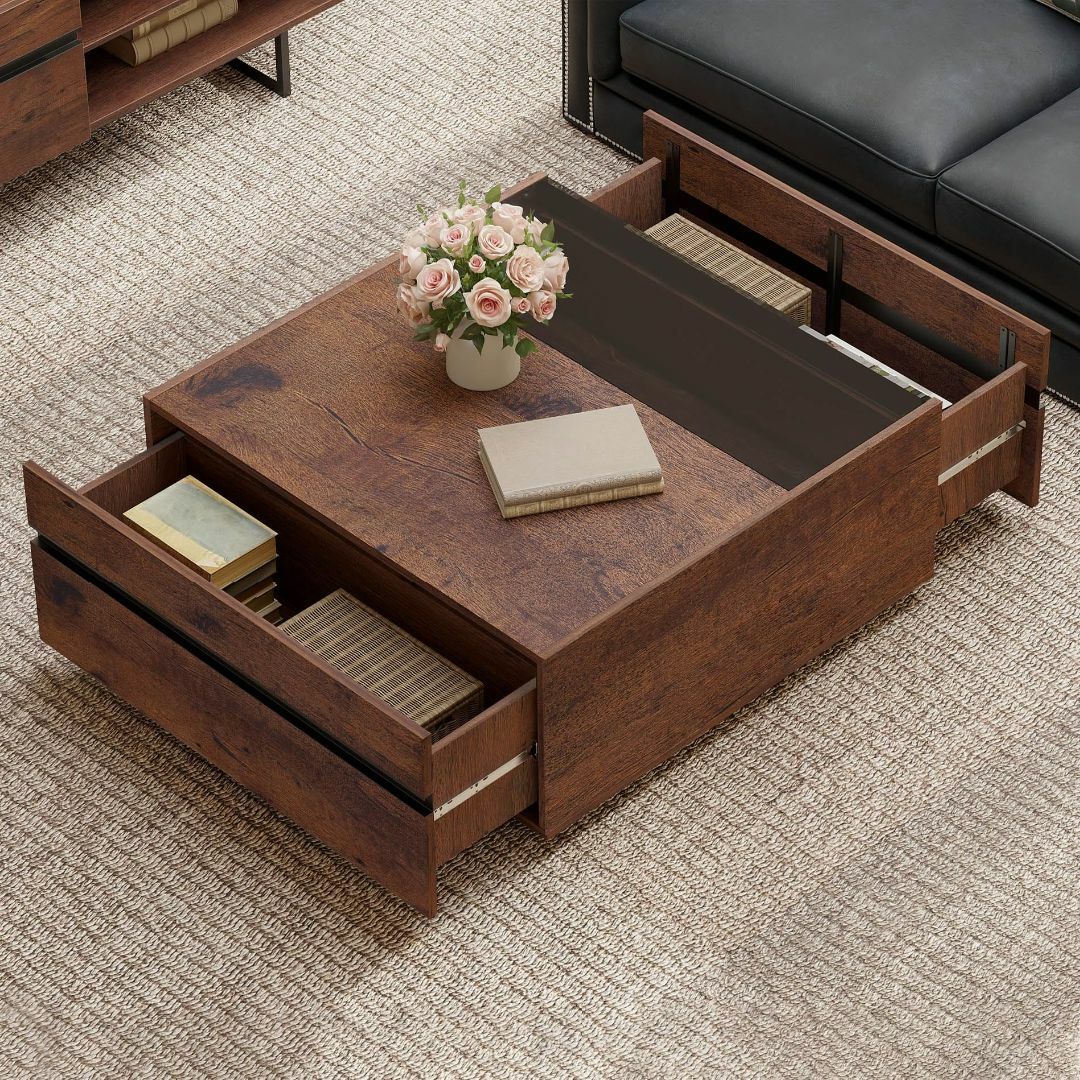 在庫処分】WAMPATローテーブル センターテーブル 正方形 木制 ガラス製