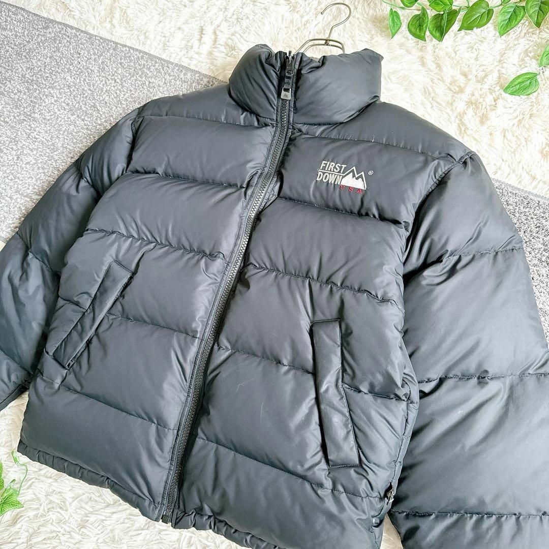 当時物 希少 ファーストダウン ダウンジャケット リバーシブル 刺繍
