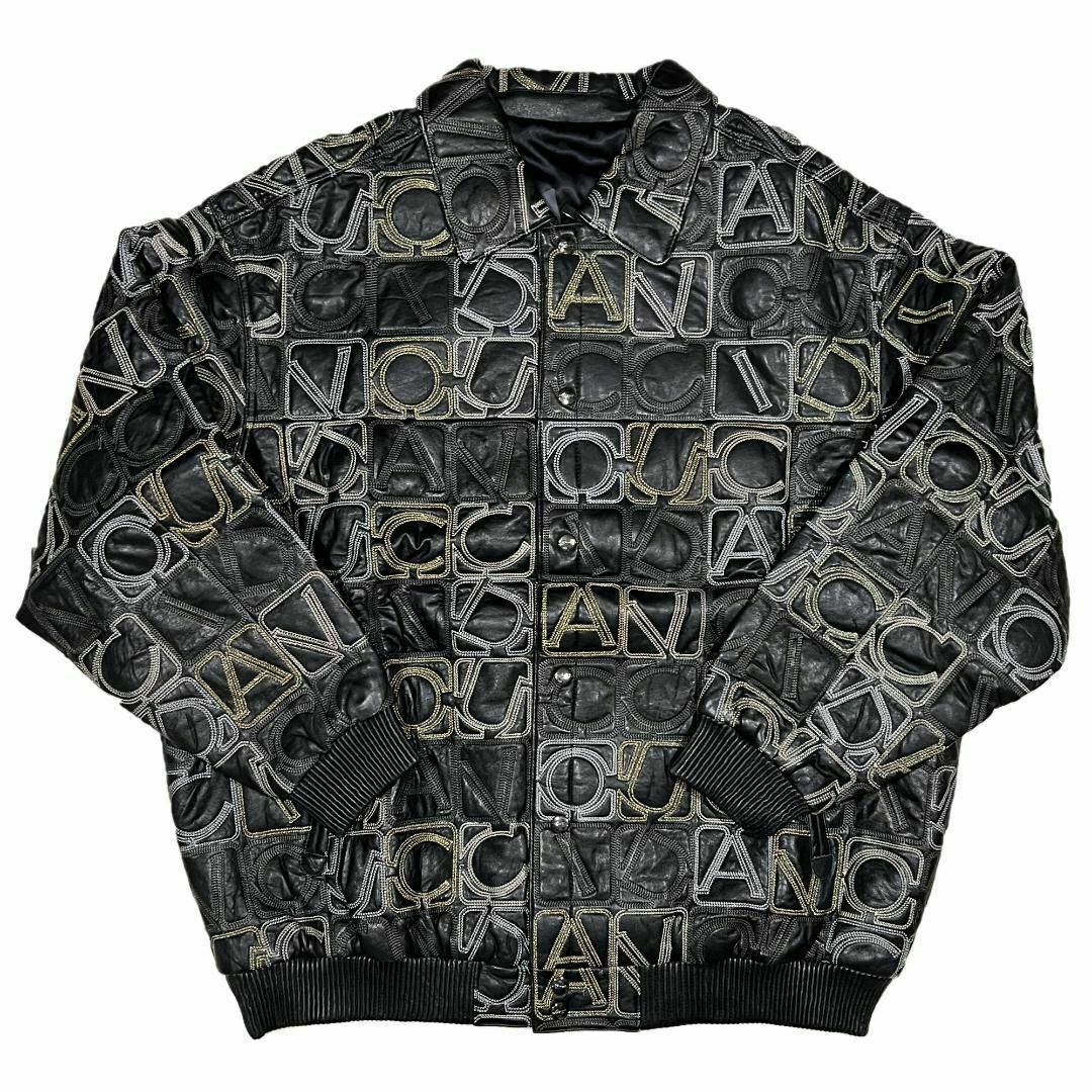 DAVOUCCI - ダボーチ 型押し モノグラム リアルレザー ジャケット