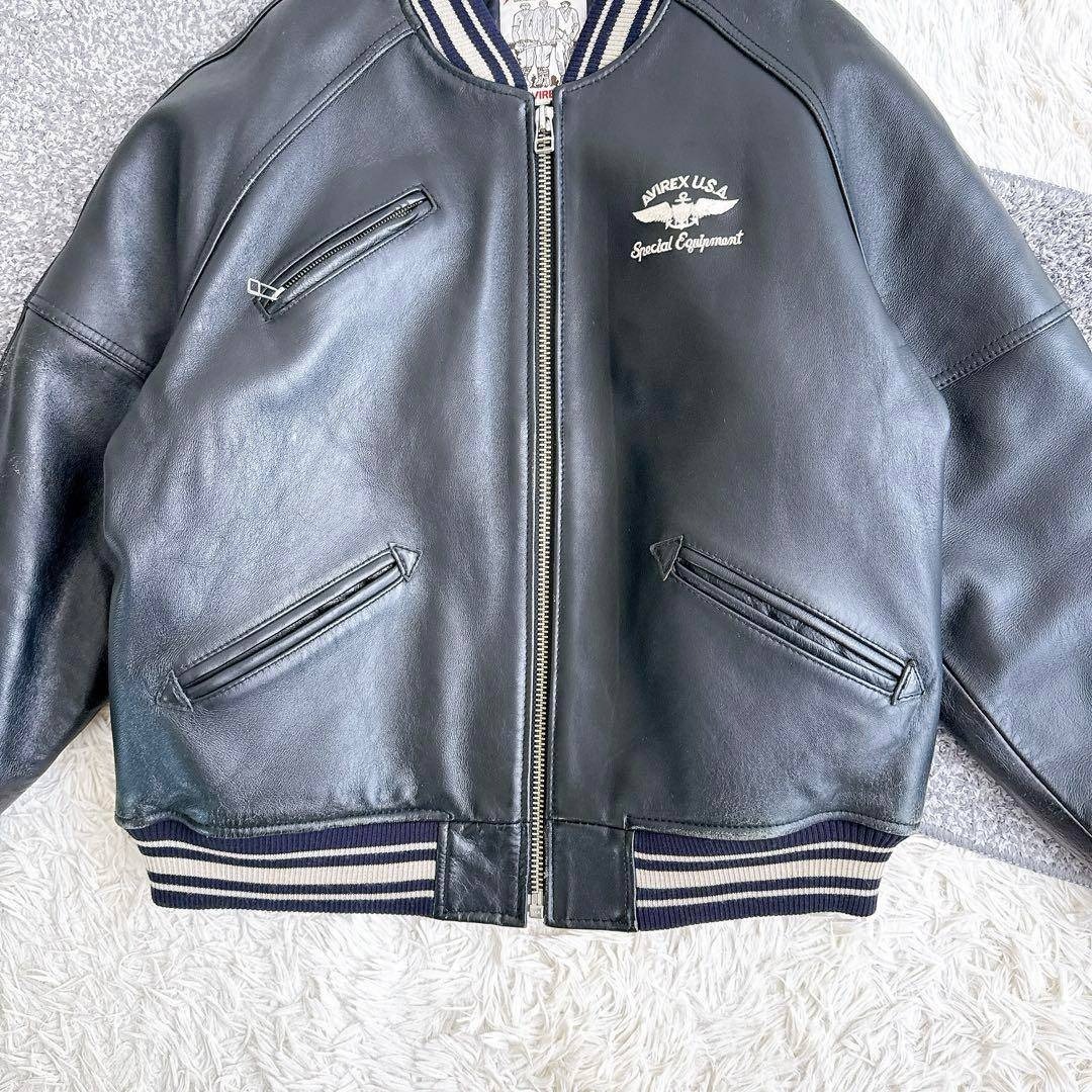 AVIREX - 良品 AVIREX アーチロゴ レザージャケット スタジャン L