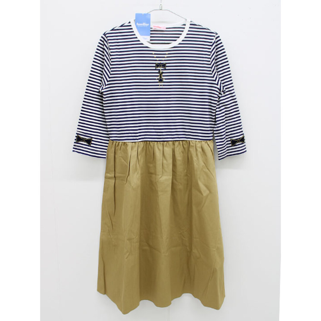 familiar - ファミリア 七分袖ワンピース 160cm キッズ 女児 白紺