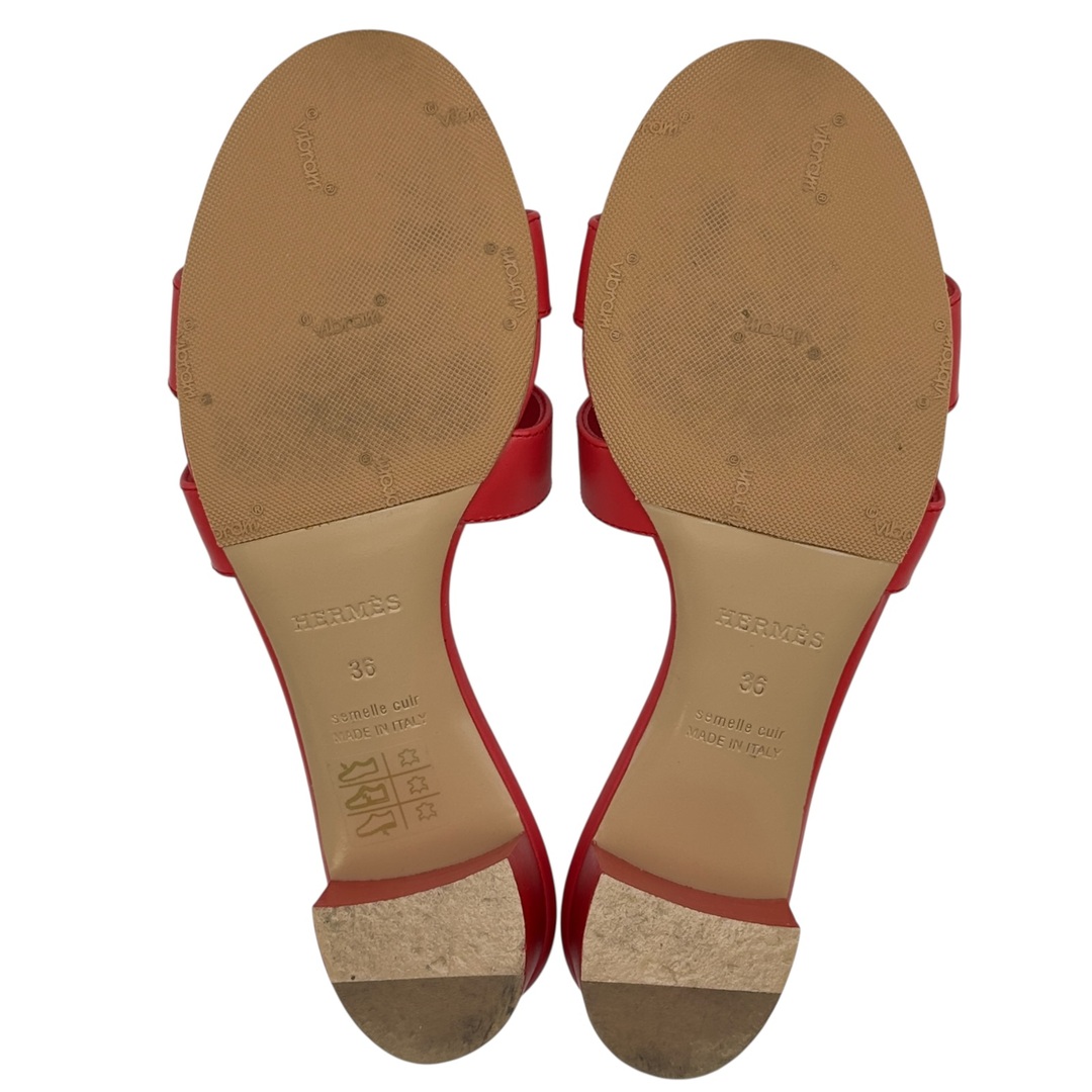 HERMES - エルメス HERMES オアジス ヒールサンダル AF141146Z レッド
