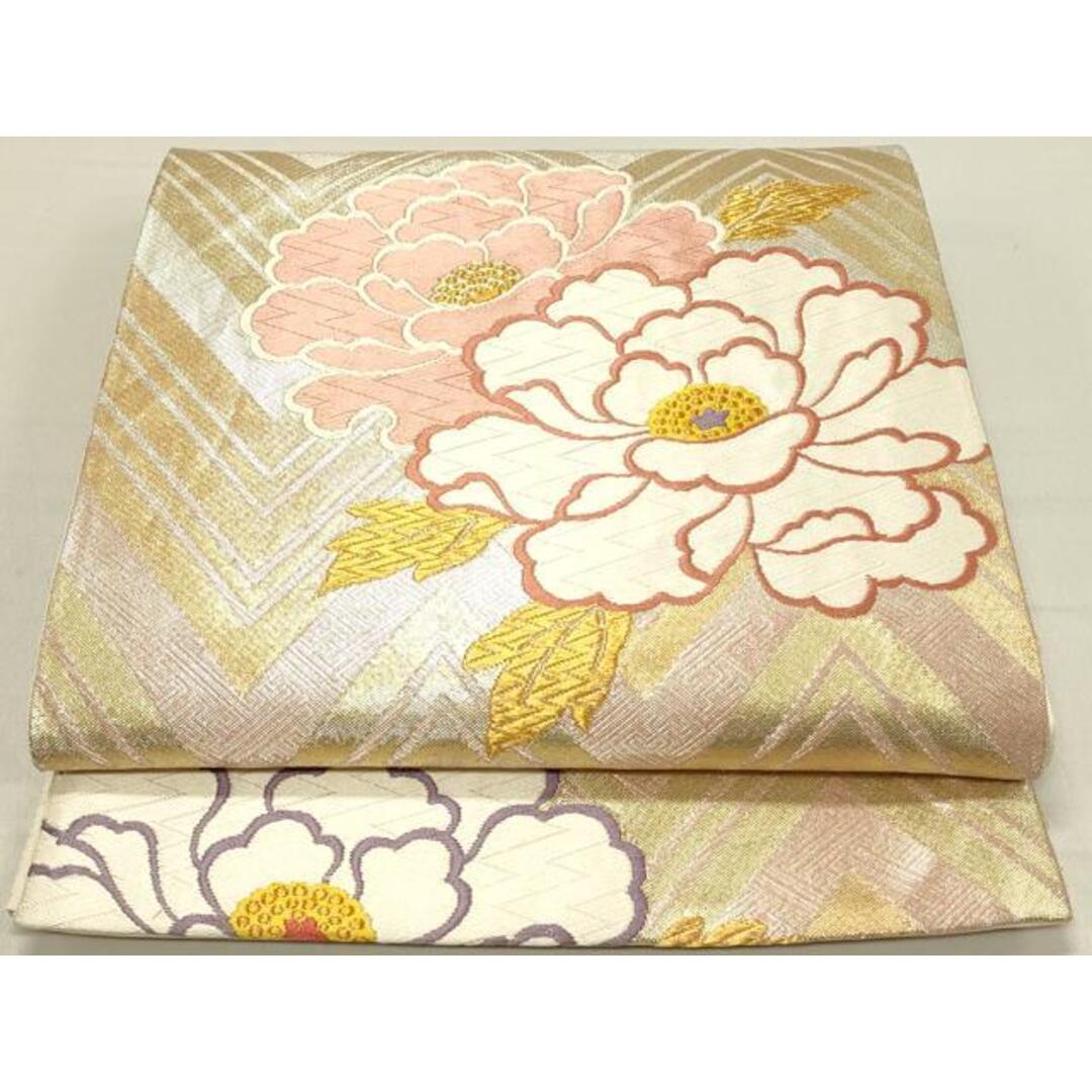 平和屋着物◎六通柄袋帯 唐織 草花文 金銀糸 正絹 逸品 DABC9598qpの