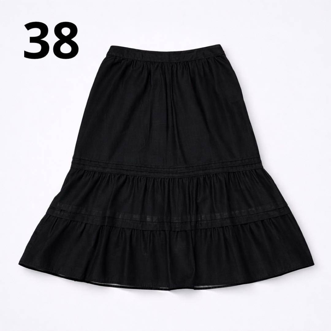 23区 - 23区【38】ティアードスカート 表地スケスケ ブラック 無地