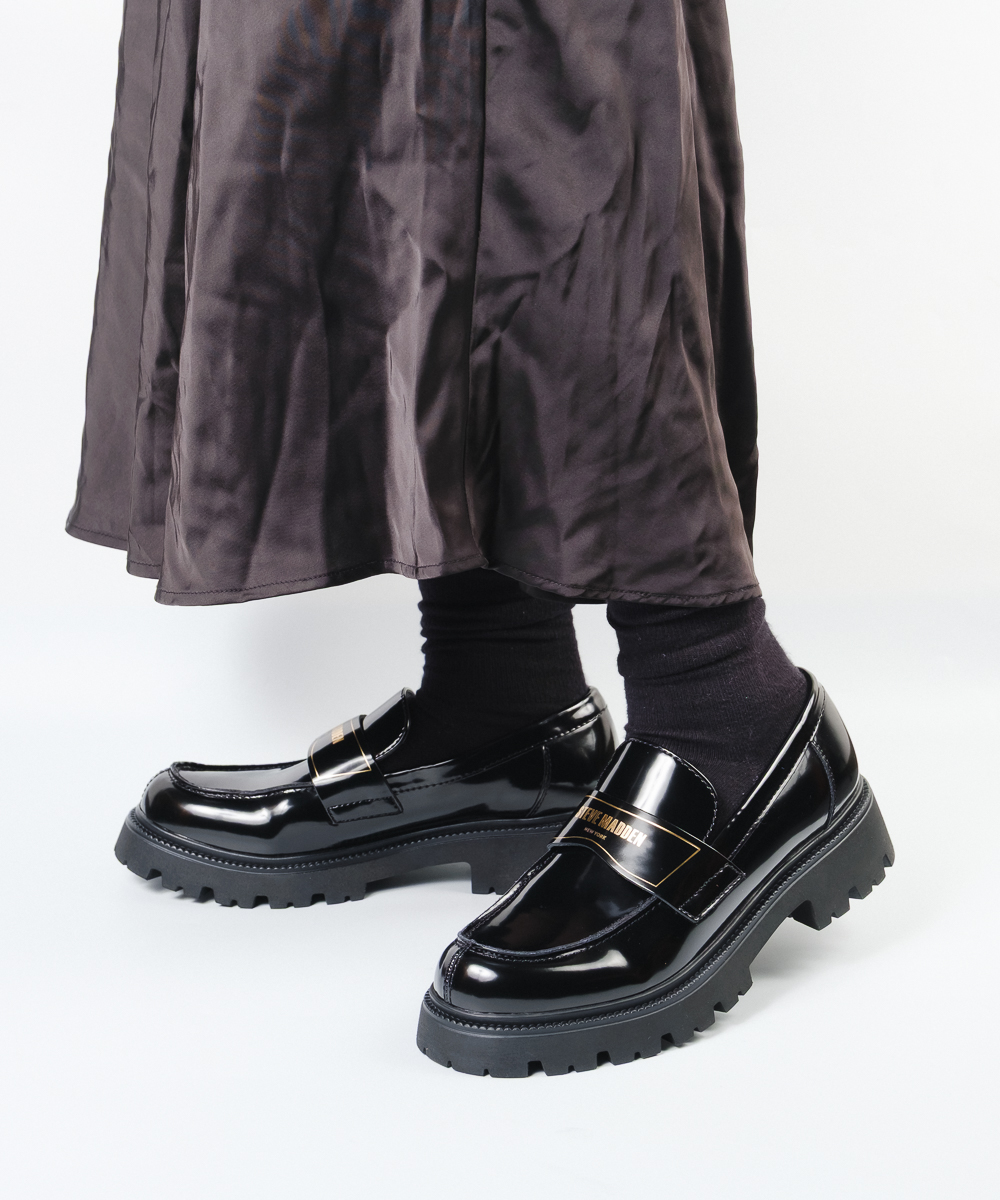 スティーブ マデン STEVE MADDEN ロゴベルト厚底ローファー(508711218