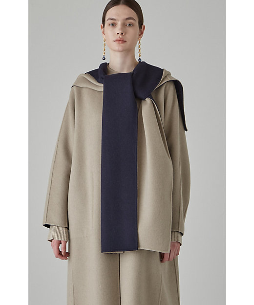 カシミヤ混 2TONE リバーフードストール（5313298001