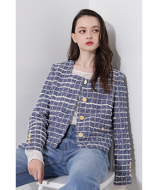 ◇スクエアーネックツイードジャケット（0315150204