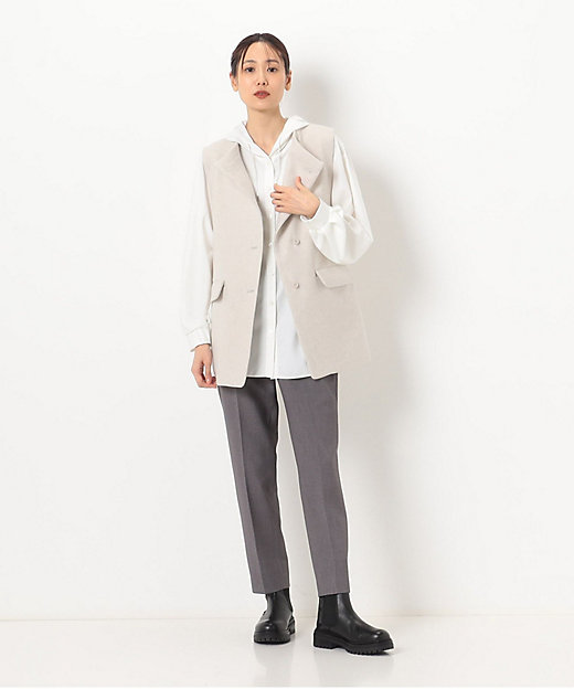 ＋サイズ 〕 やわらかメルトン スタンドカラージレ（7806JE06