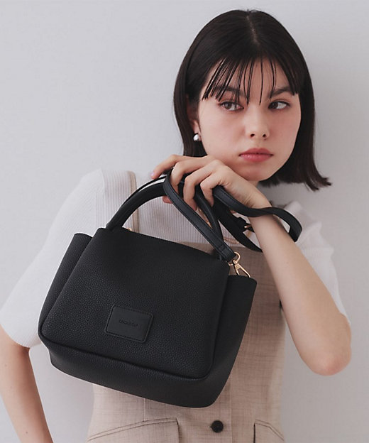 2WAY】シュリンク合成皮革ラウンドミニショルダーバッグ