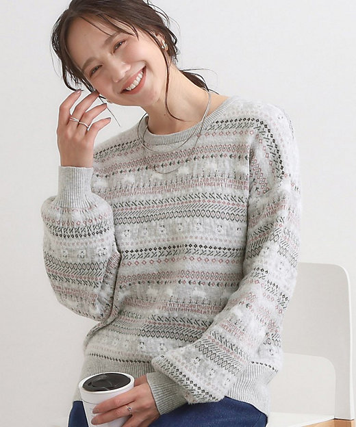 旭山動物園応援商品】ノルディック柄 モールニット