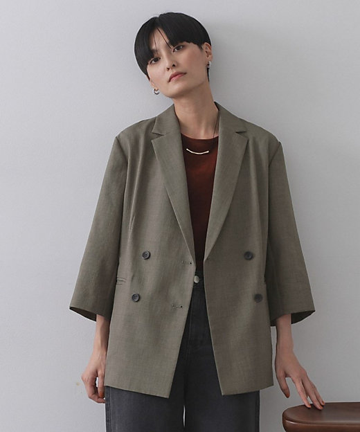 リネンライクダブルジャケット【洗える】（2002546041