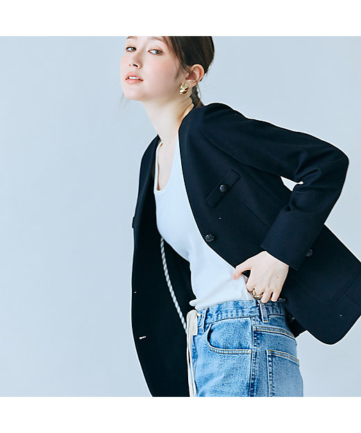 カラミノーカラーVネックジャケット（83102605） | Rose