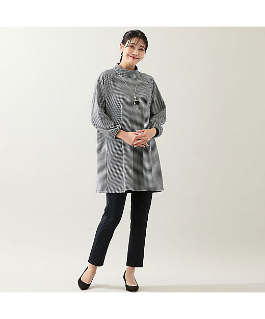 洗える・日本製・3L／4Lサイズあり】千鳥柄チュニック