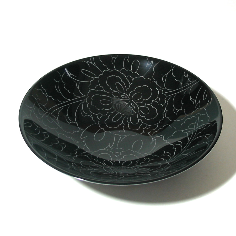 ボウル 牡丹彫 小 【まとめ買い割引】 漆塗り 中鉢 12-08006 漆器の井助