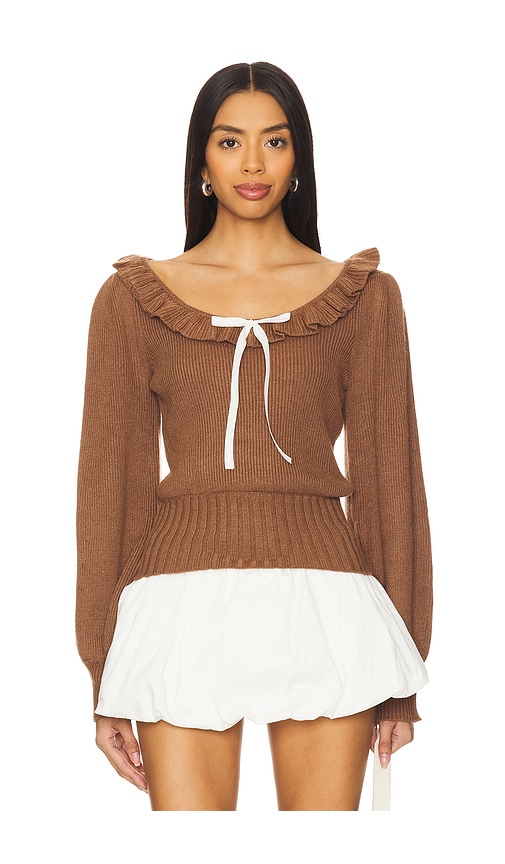 For Love & Lemons Miranda Knit Top in Brown | REVOLVE