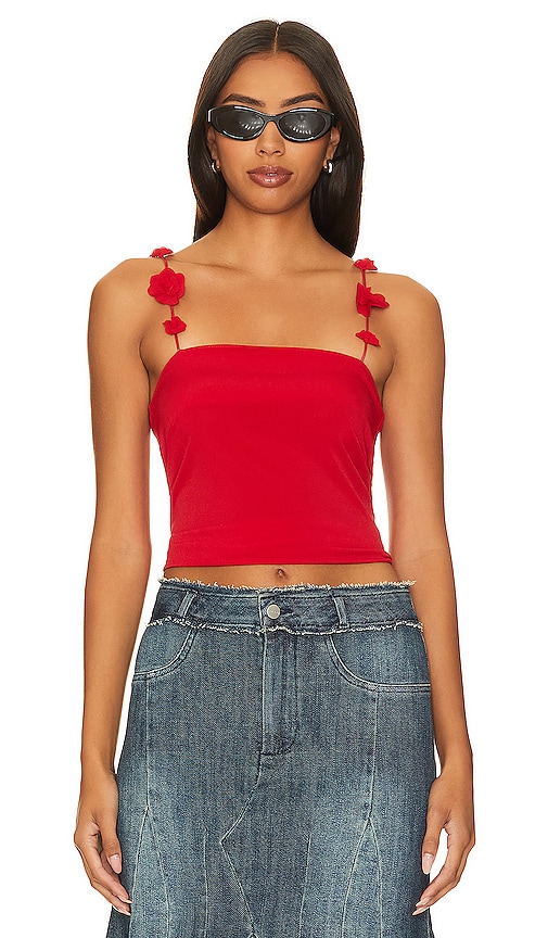 Musier Paris Nuovo Top With Flower Straps in Red | REVOLVE