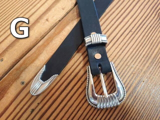 ナローベルト 栃木レザー【ブラック】 ウエスタンデザイン選べる3