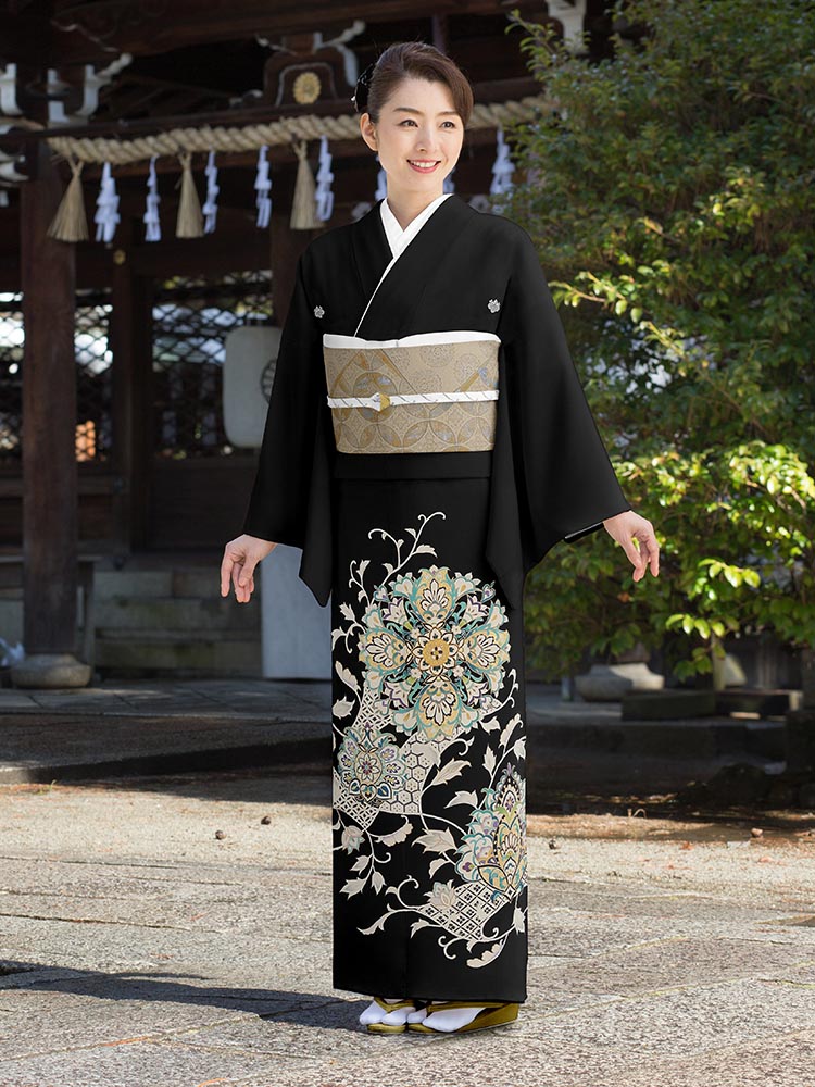 高級黒留袖レンタル】t-642 チャペルウエディングにお薦め高級京友禅 M