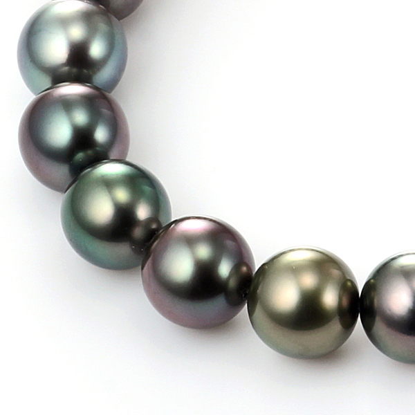 オーロラピーコック南洋黒蝶真珠ネックレス（9.0-10.0ミリ・マルチ