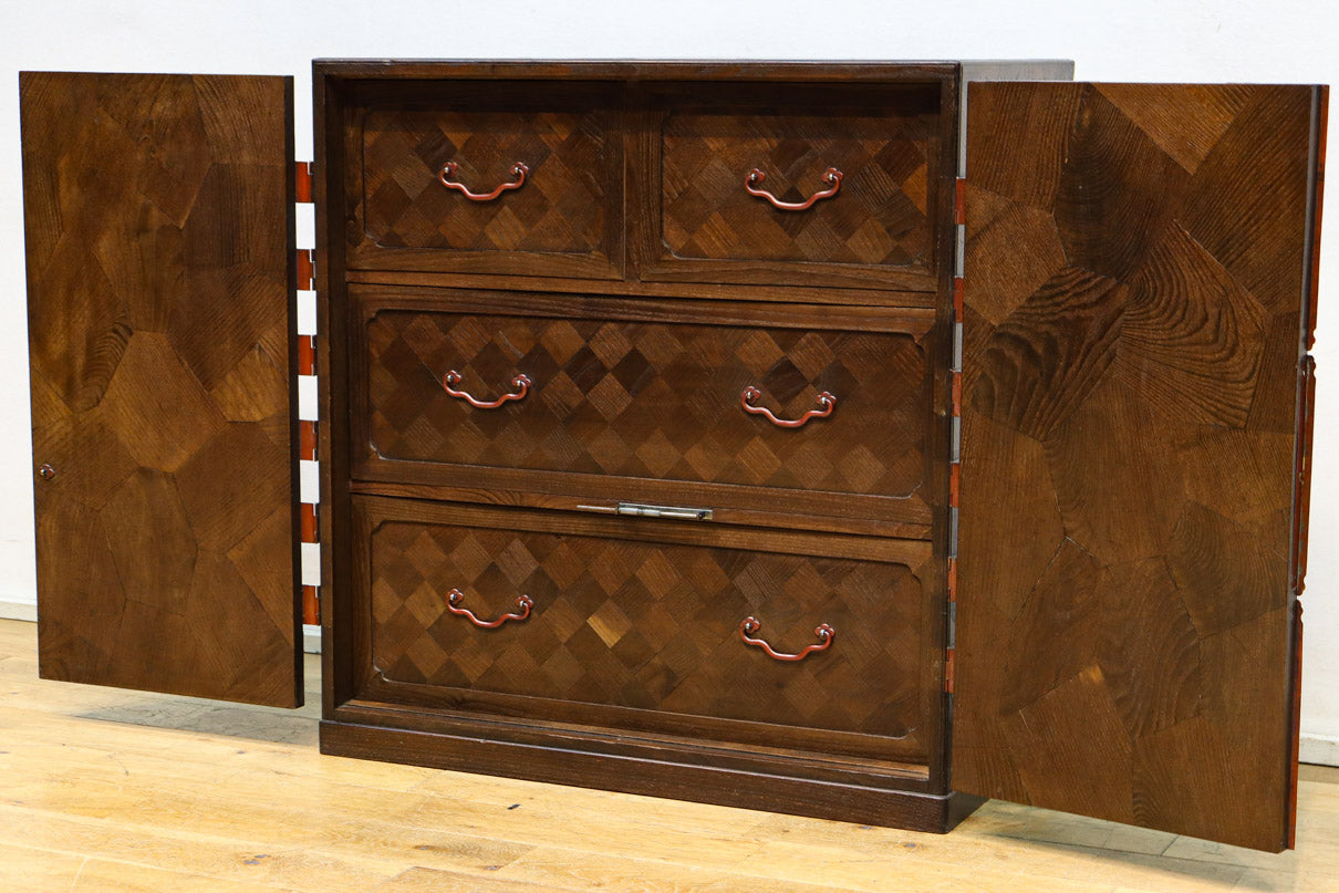 稀少サイズ!!気品ある寄木細工づくりの観音収納箪笥 BB3080 – 古福庵