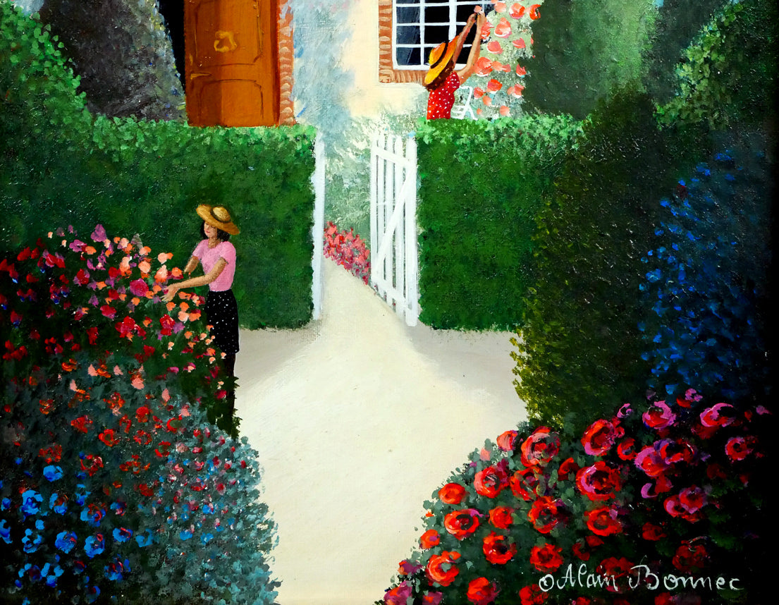 アラン ボネック（Alain BONNEC）「コートダジュールの休日」油絵・仏