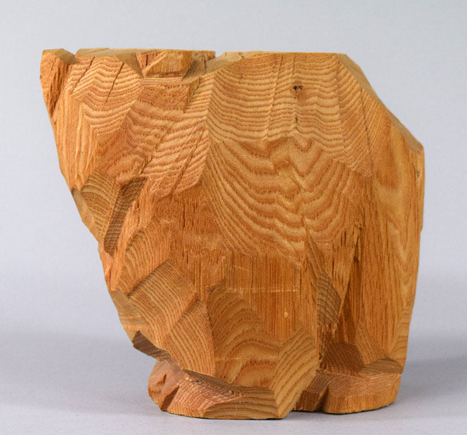 柴崎重行「熊（高さ16.8cm）・1978年作」木彫作品 絵画買取・販売の