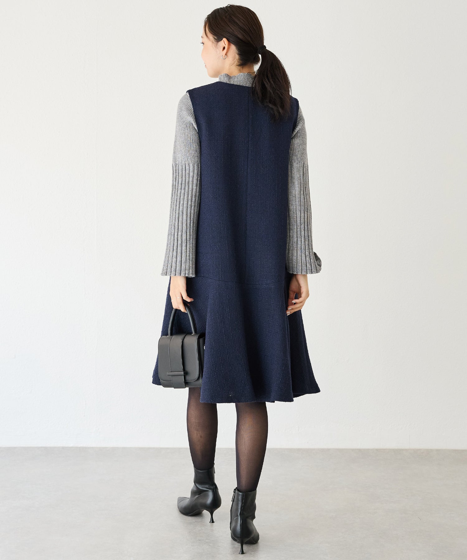 パールポケットツイードワンピース | ラビアンジェ-⼤きいサイズの