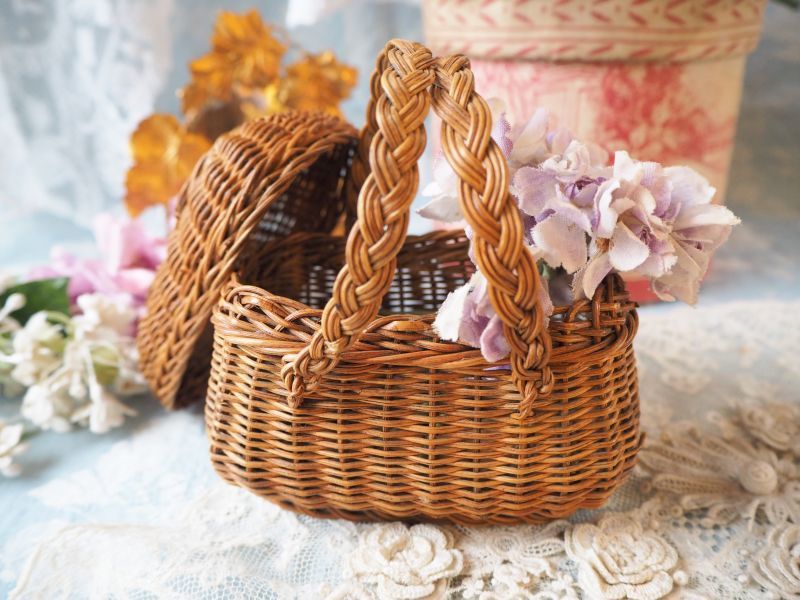 ドール用小さなパニエ/籐製バスケット/おもちゃの籠 jouet・おもちゃ