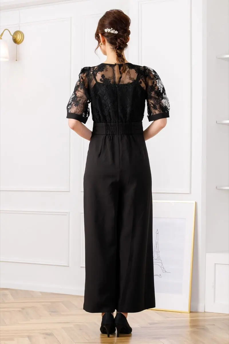 ブラックのケミカルレース切替オールインワン | select shop | L