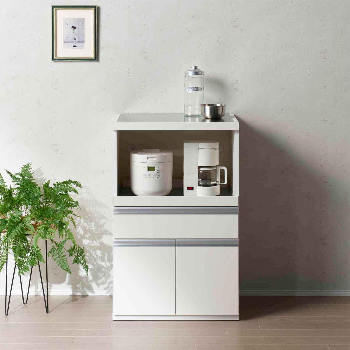 キッチンカウンター ステンレス天板 フルスライド棚 約幅60cm