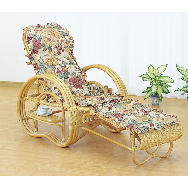 寝椅子 ラタン カウチソファ 三つ折り 籐家具 座面高35cm （ イス