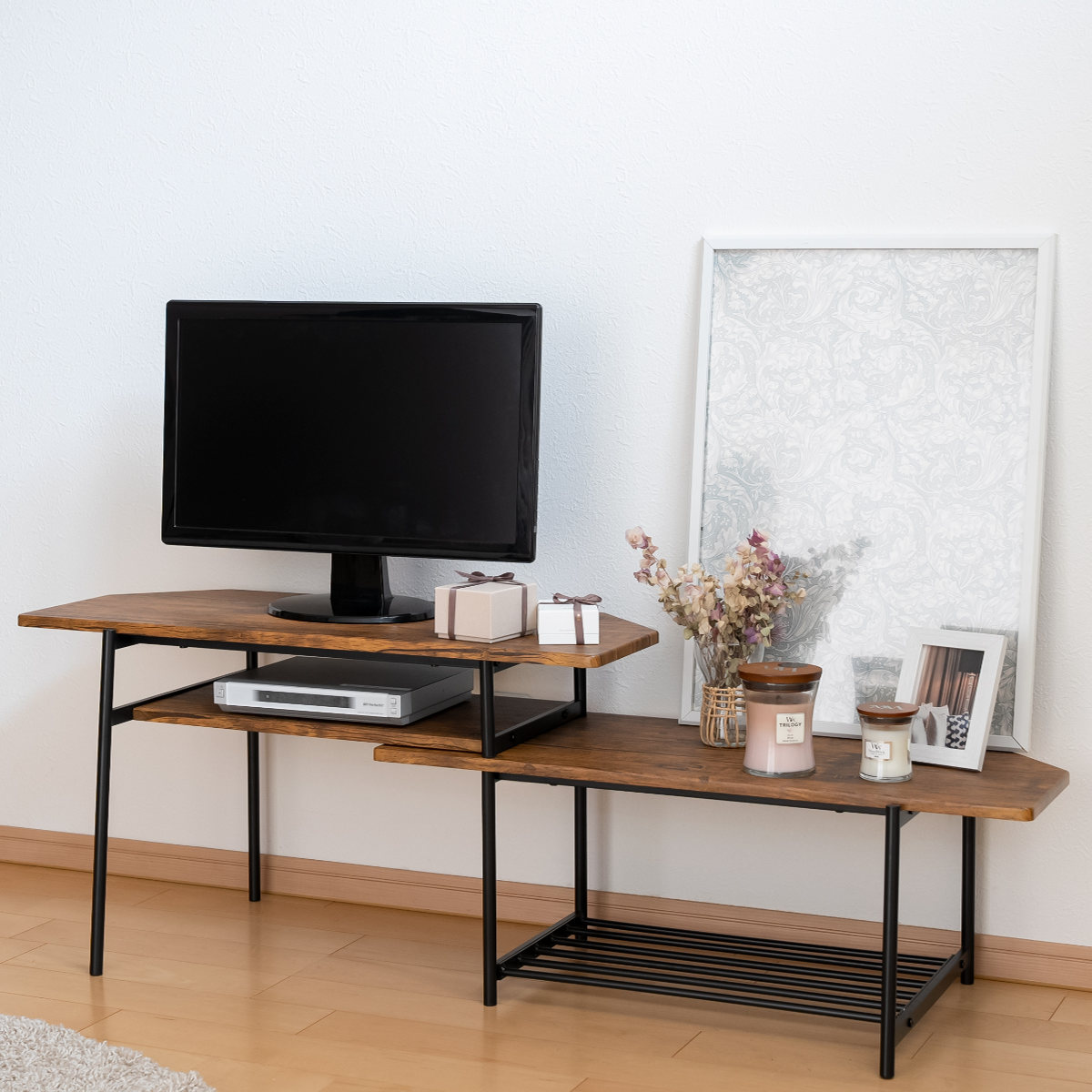 伸縮テレビ台 19～30V型対応 ブルックリンスタイル スチール 幅80