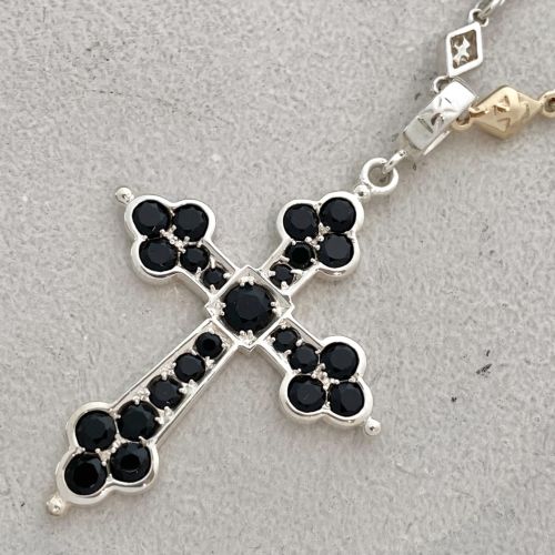 LARGE GOTHIC CROSS PENDANT Silver / Onyx PENDANT（ペンダント