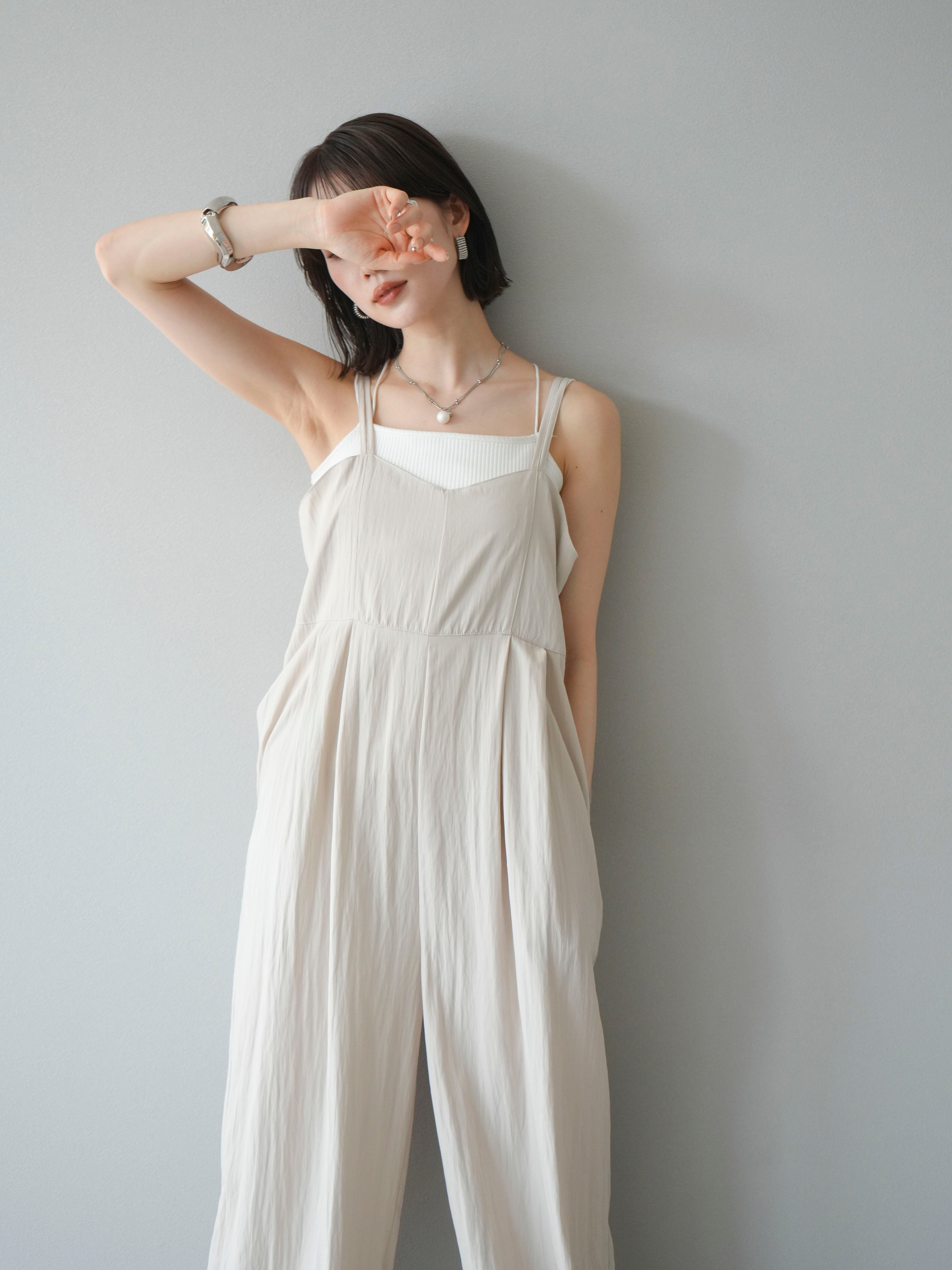 予約]リネンライクビスチェデザインサロペット/エクリュ – Lumier