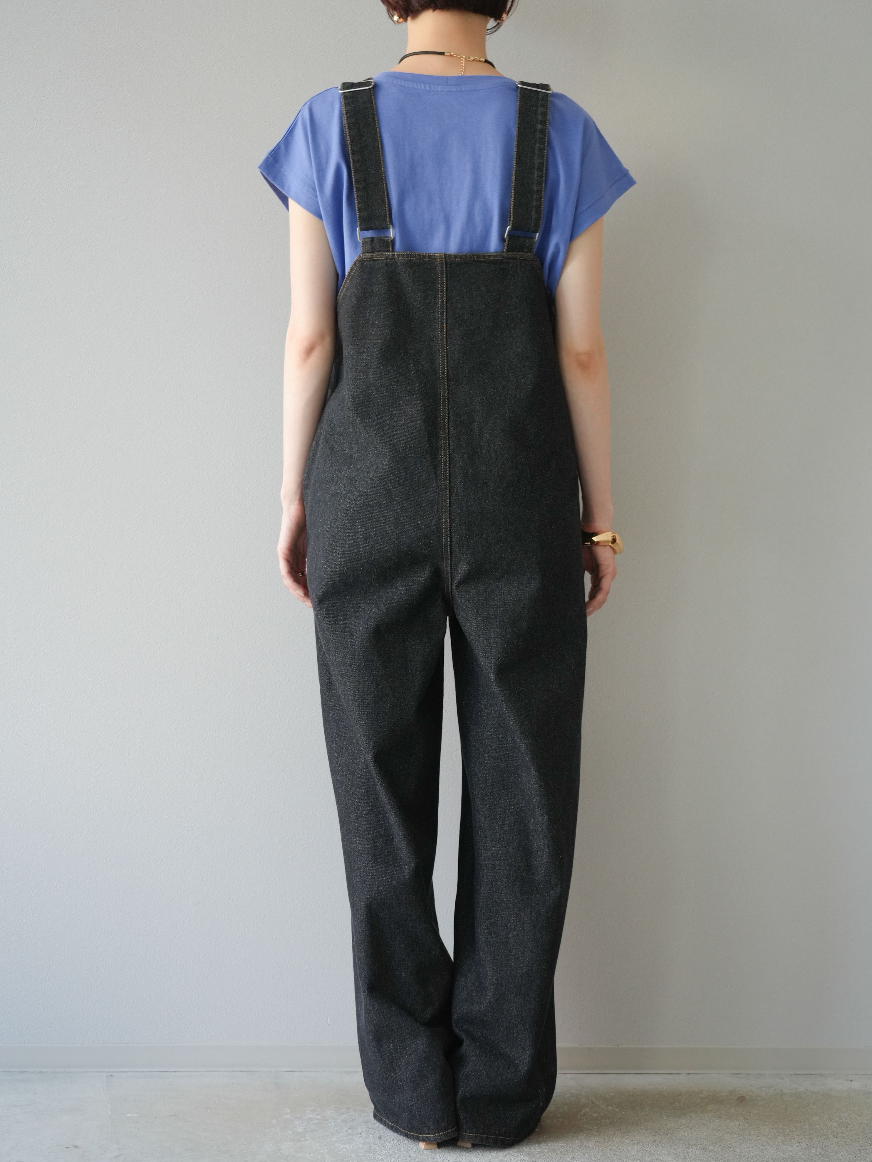 予約]フロントZIP Vネックデニムサロペット/ブラック– Lumier