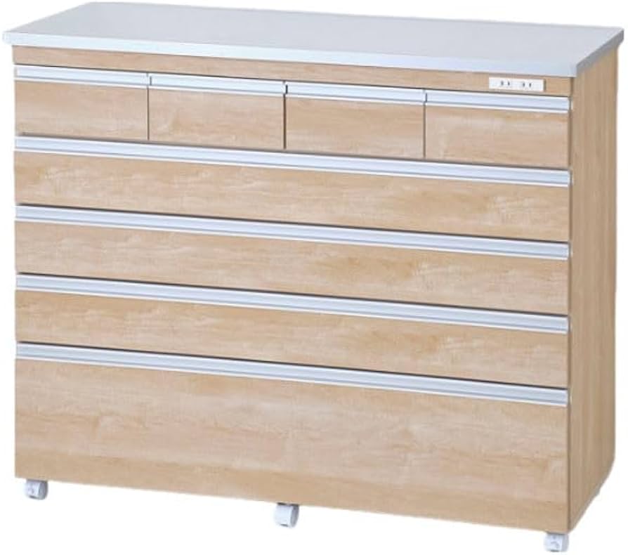 Amazon｜ステンレス天板鏡面キッチンカウンター 5段 完成品 幅120