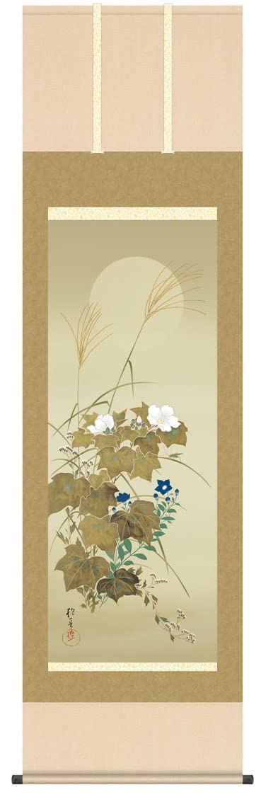 Amazon.co.jp: 掛け軸 掛軸 酒井 抱一（さかいほういつ）・ 秋草に螽斯