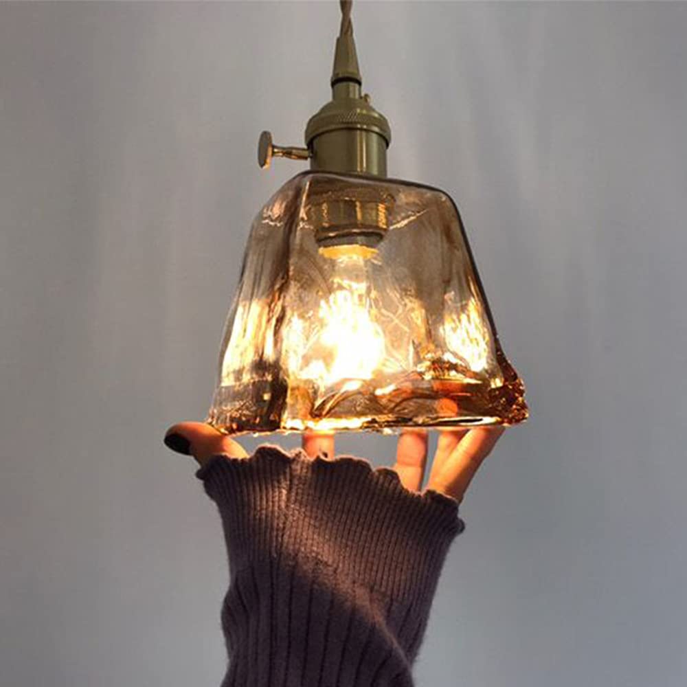 Amazon.co.jp : Chende ペンダントライト 琥珀色 ガラス 手作り