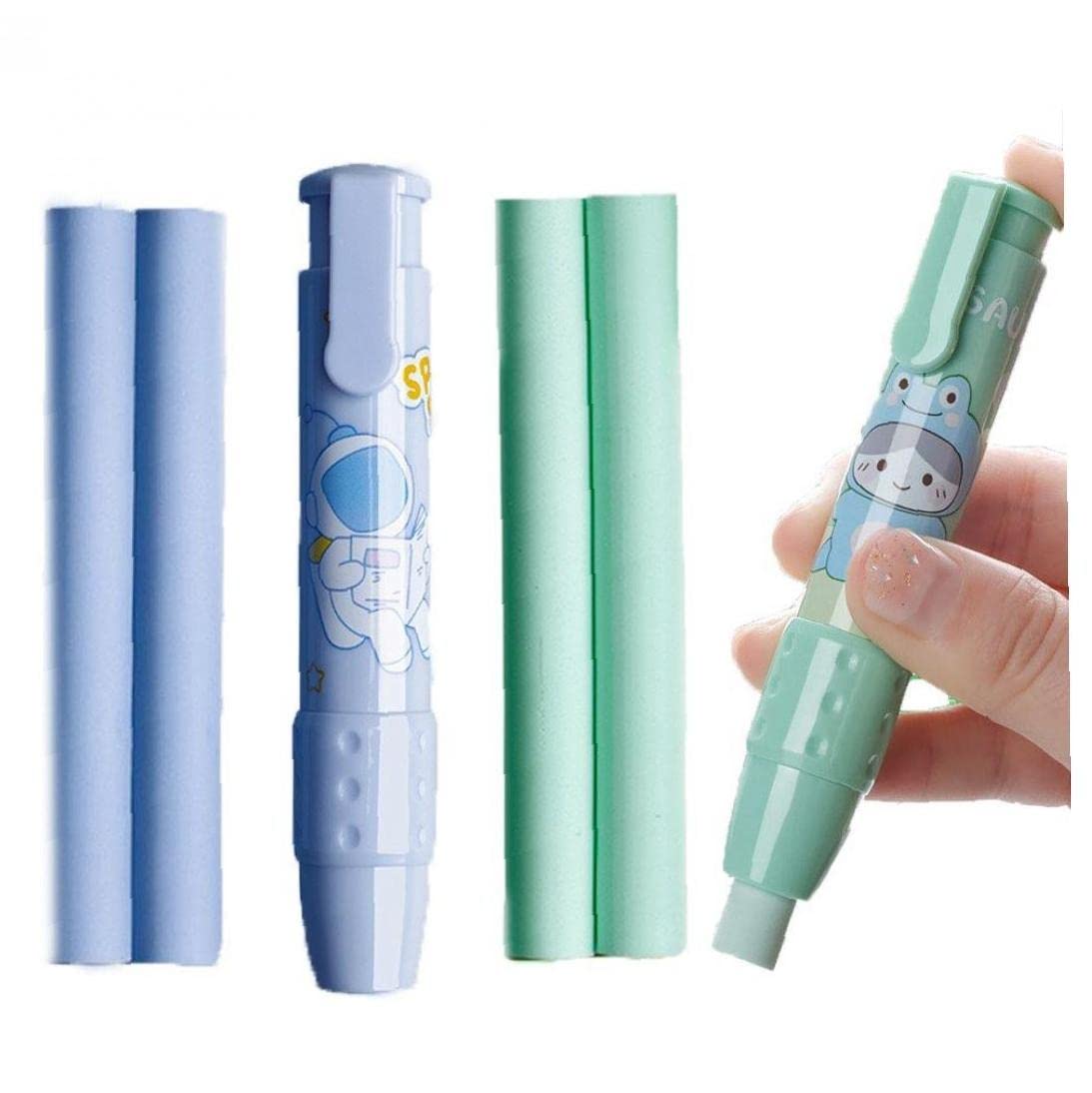 Amazon.co.jp: ペン型消しゴム 2本セット 引き込み式クリック消しゴム