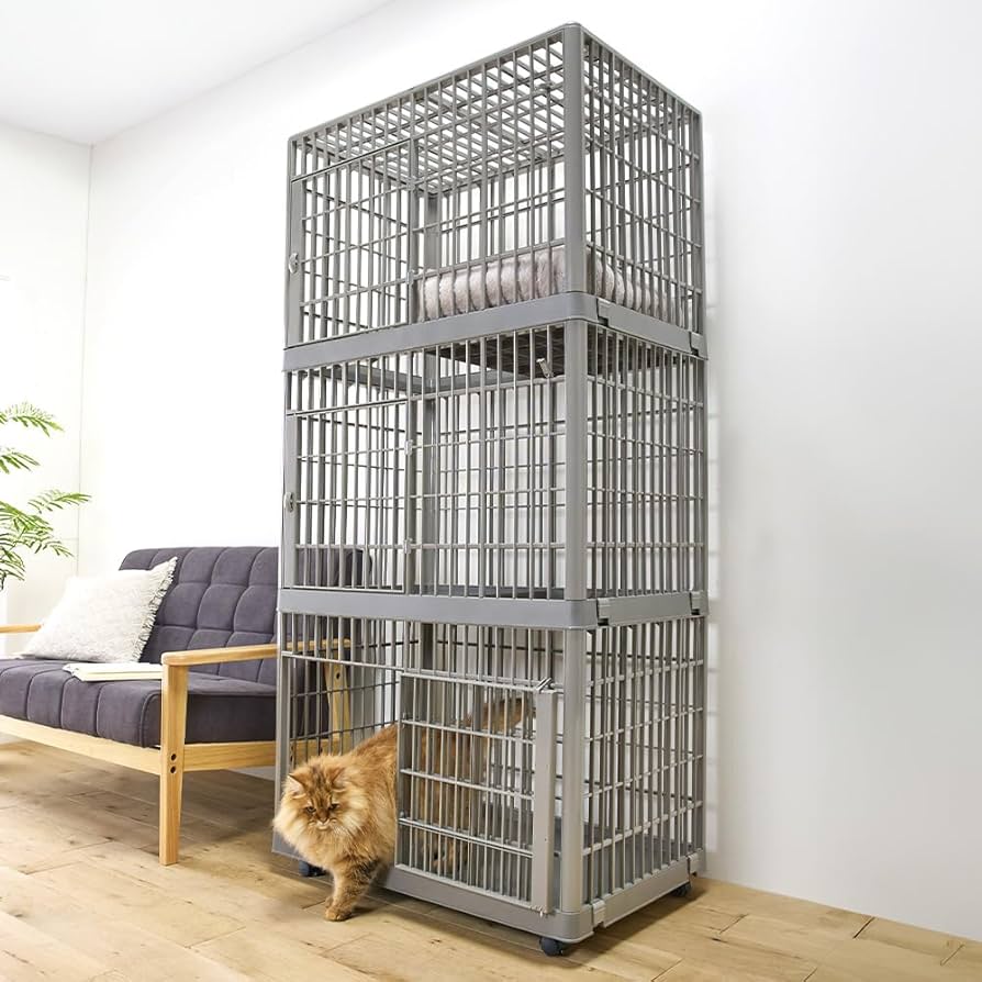 Amazon.co.jp: アイリスオーヤマ プラケージ 猫 ケージ 3段 ライト