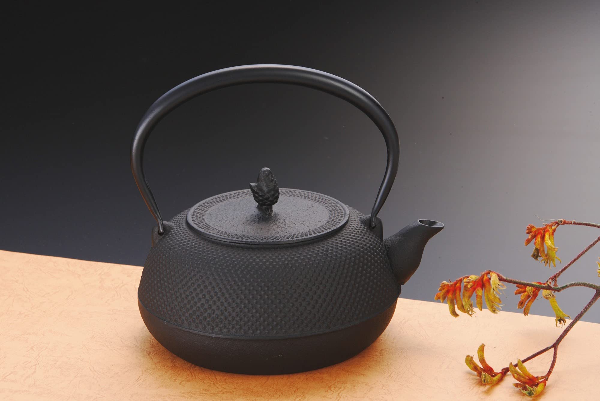 Amazon｜岩鋳 Iwachu 鉄瓶 18型平丸アラレ IH対応 黒焼付（釜焼） 1.7L