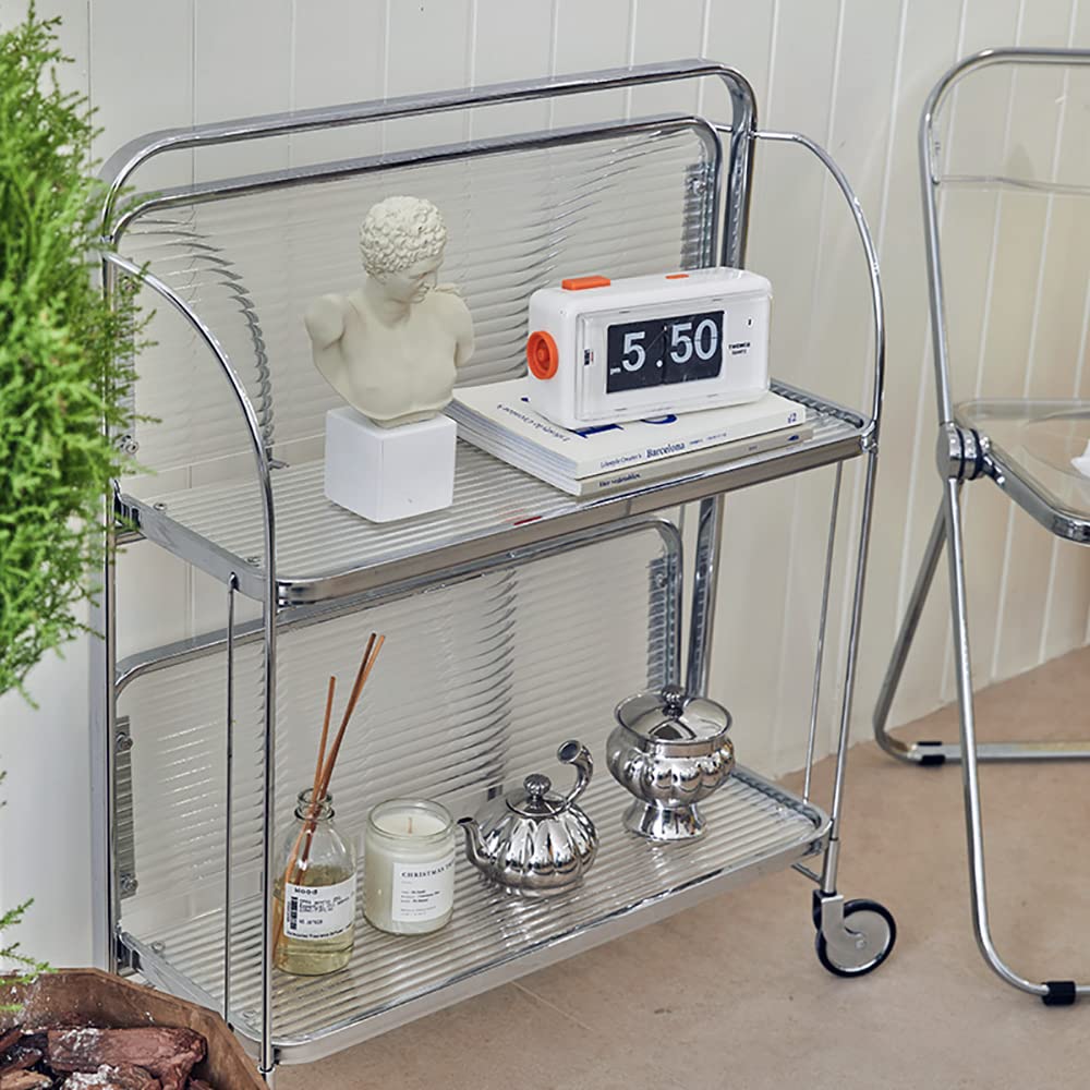 Amazon｜VeroMan クリアラック ワゴン 収納ラック ガラス キャスター