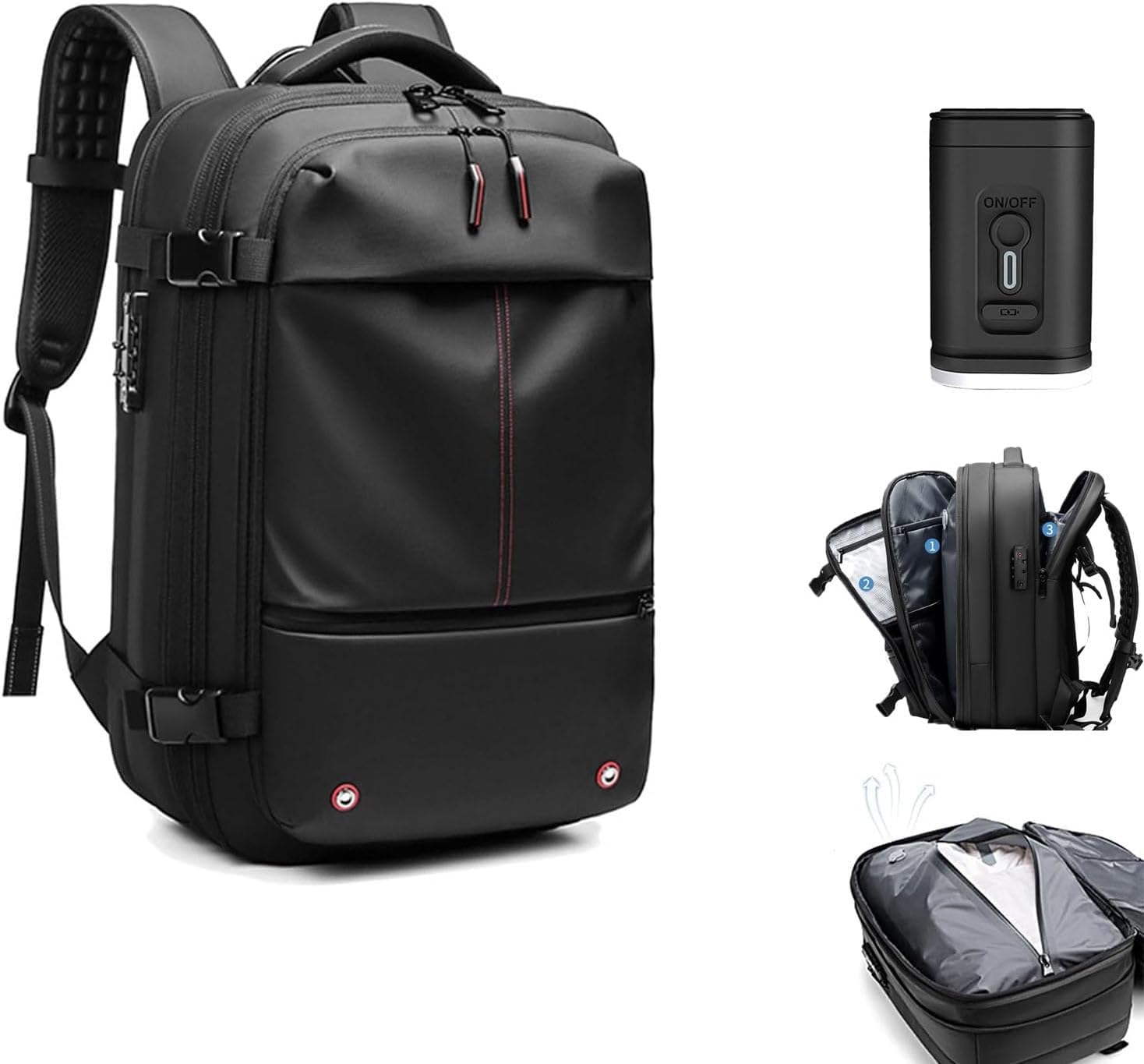 Amazon.co.jp: Vacpack バックパック、60L 拡張可能な防水盗難防止真空