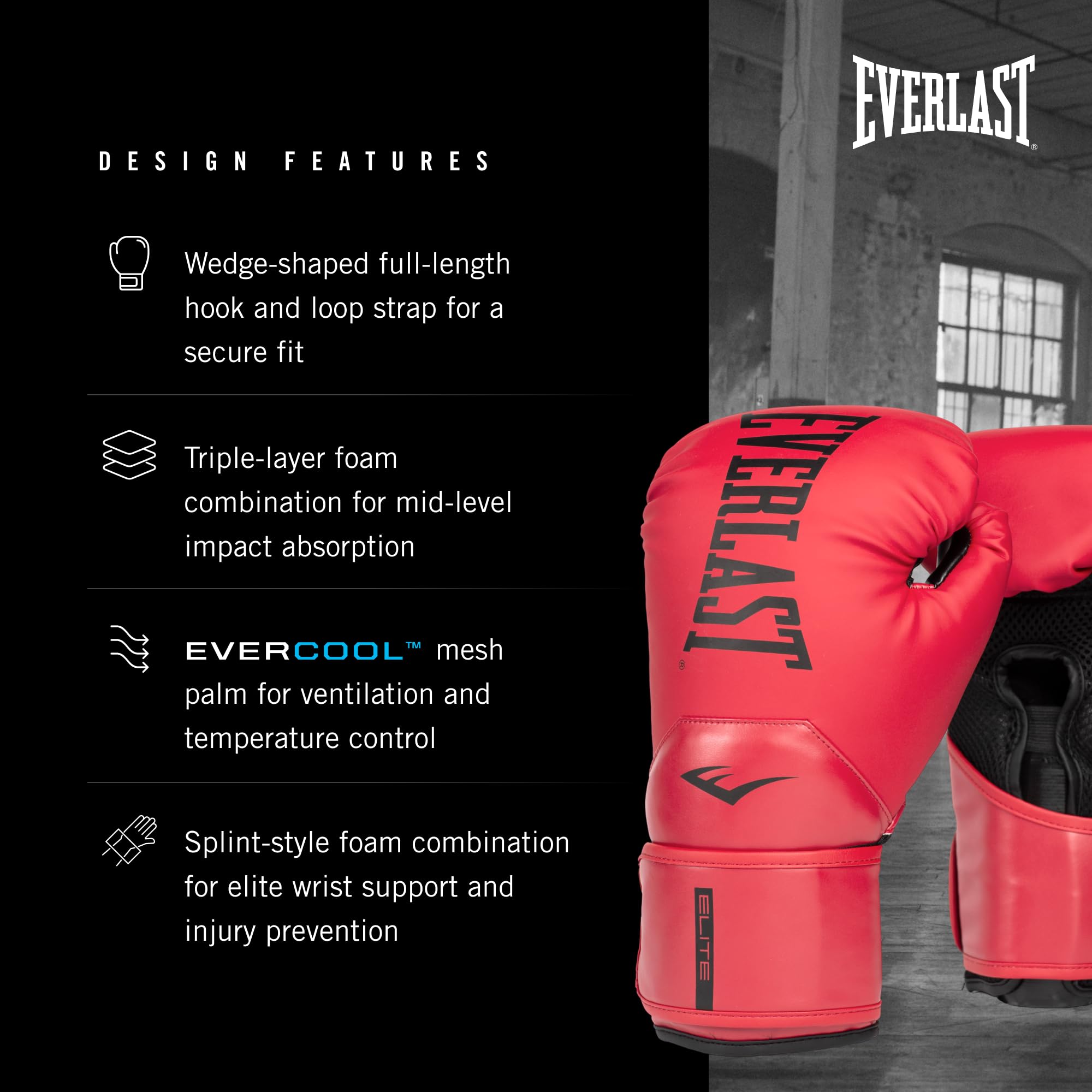 Amazon | Everlast Elite 2 Boxing Gloves (Red, 16oz) | Everlast