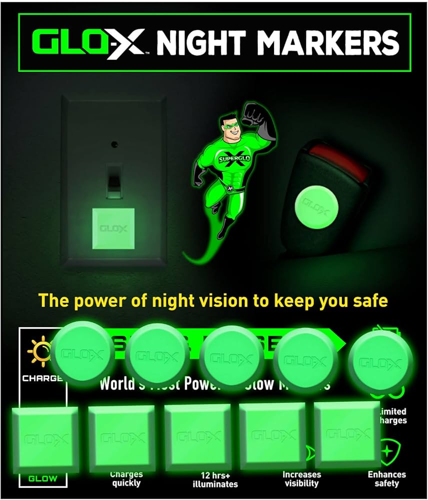 Amazon.com: GLO-X Glow in The Dark Night Markers - Safety Dots