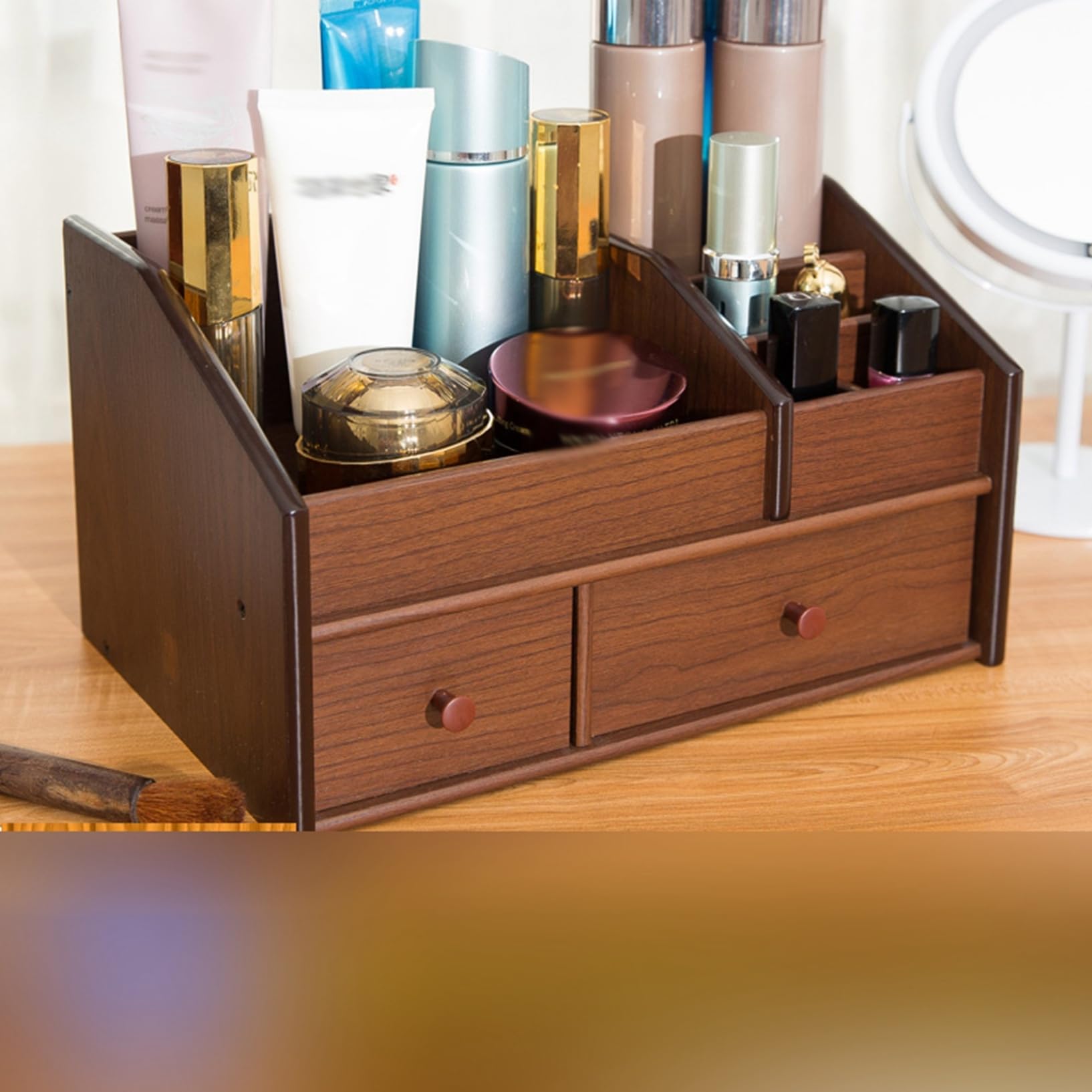 Amazon.co.jp: 卓上収納ボックス 木製 引き出し メイクボックス 化粧品
