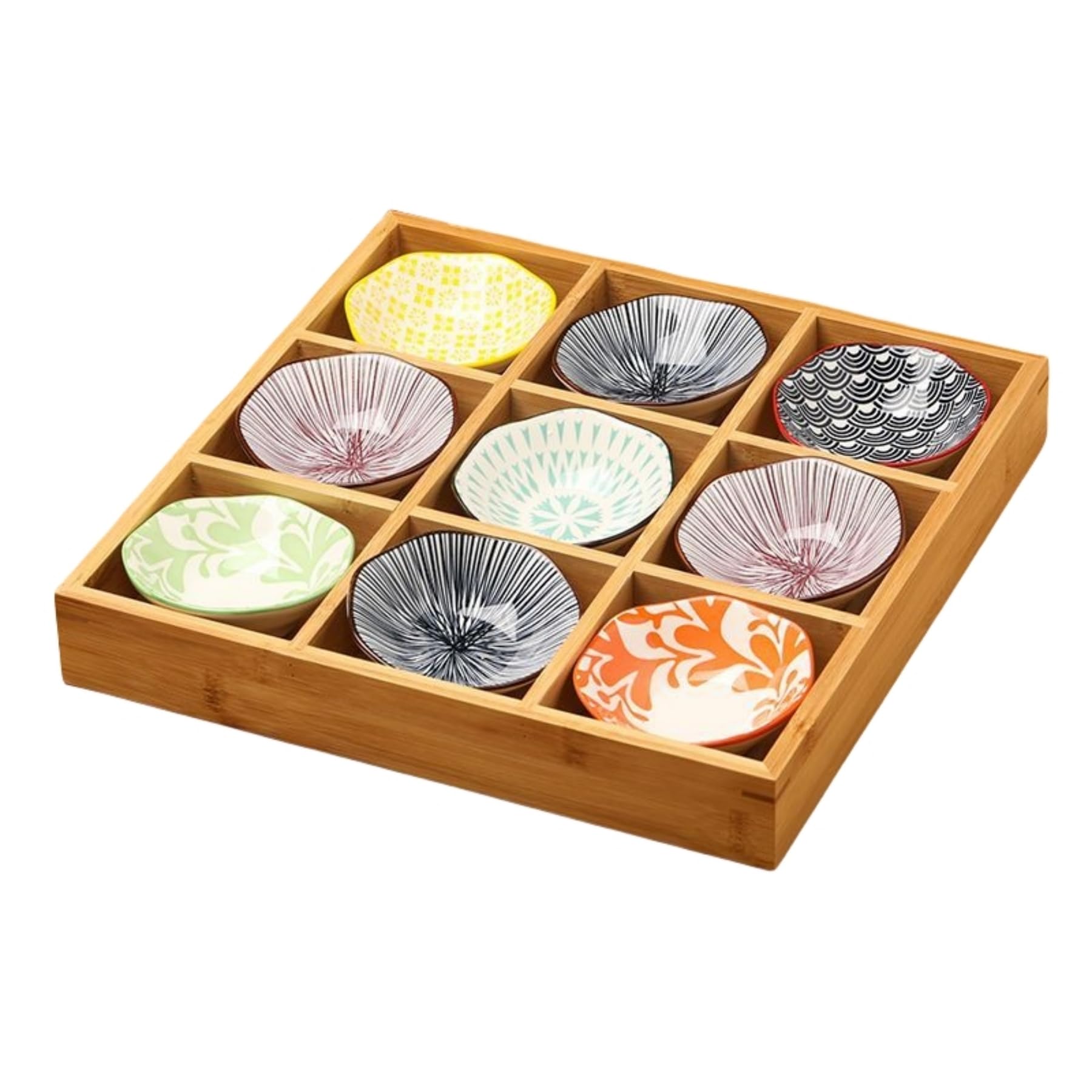 Amazon | FLYILIA 豆皿 小皿 セット 仕切りトレー 竹製 トレイ トレー
