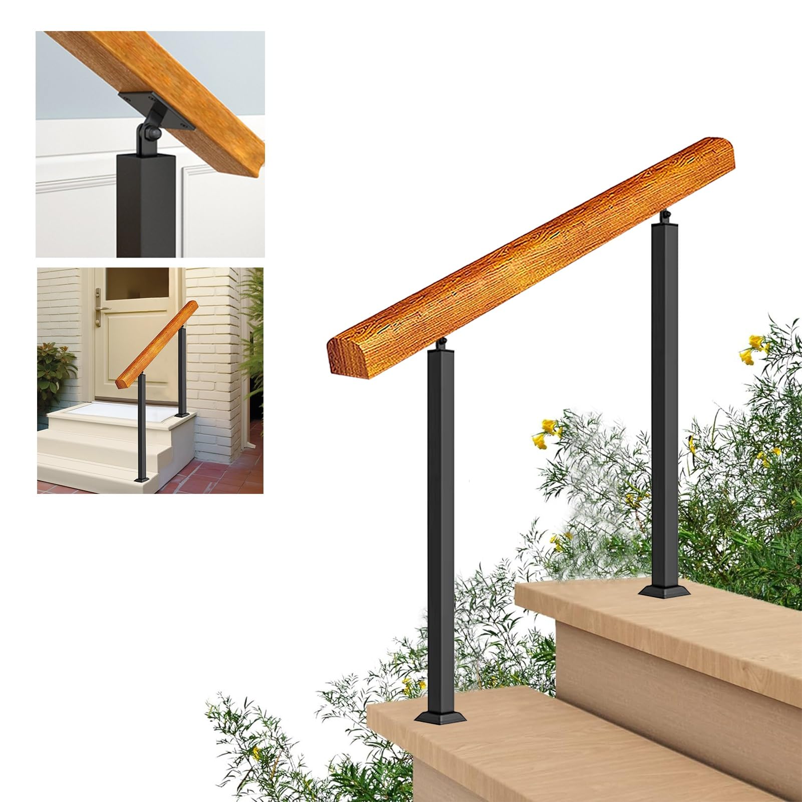 Amazon.co.jp: 屋外階段用木製手すり（取り付けキット付き） - 角度