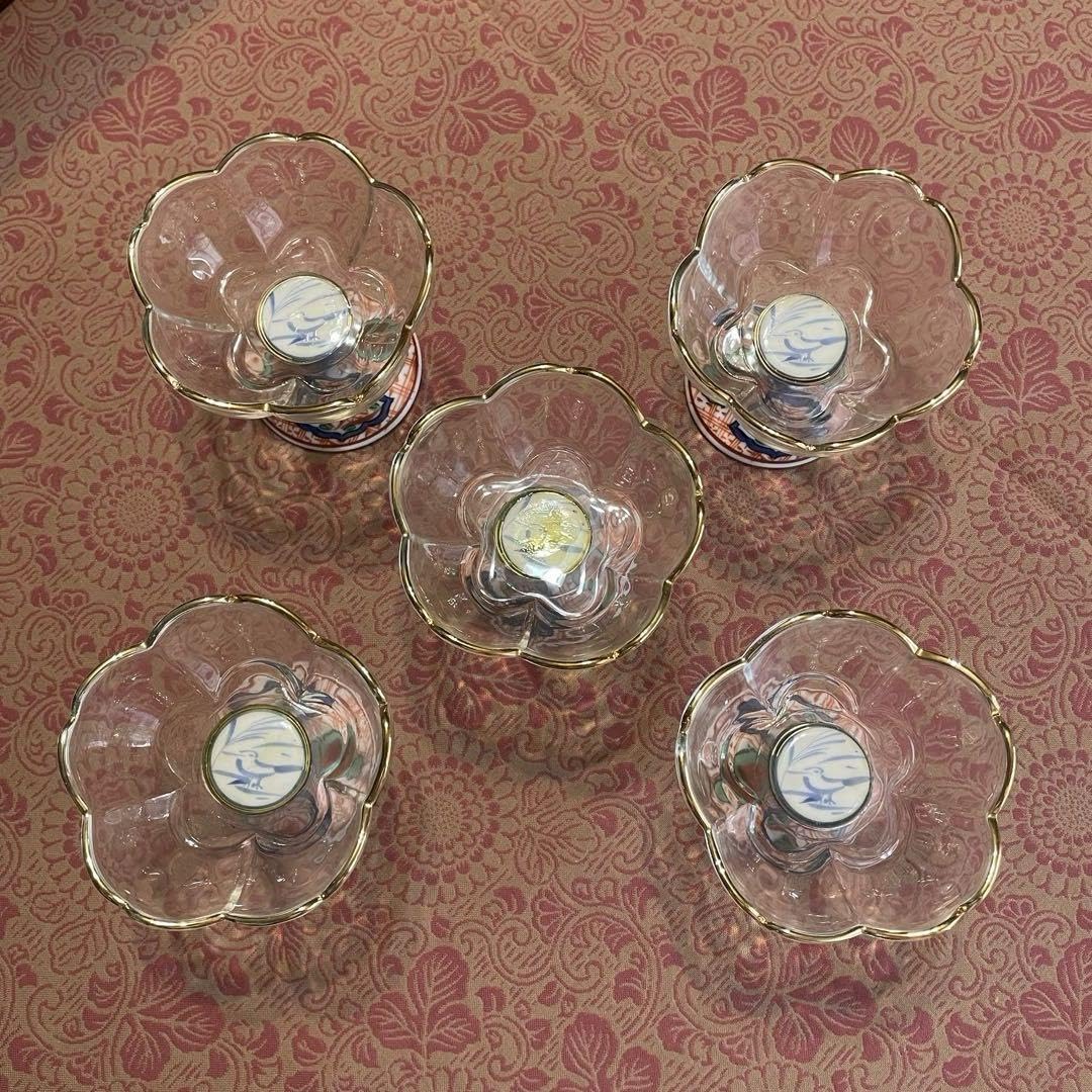 Amazon.co.jp: 龍峯 赤絵ガラスデザート揃 つみき 三洋陶器 花風流